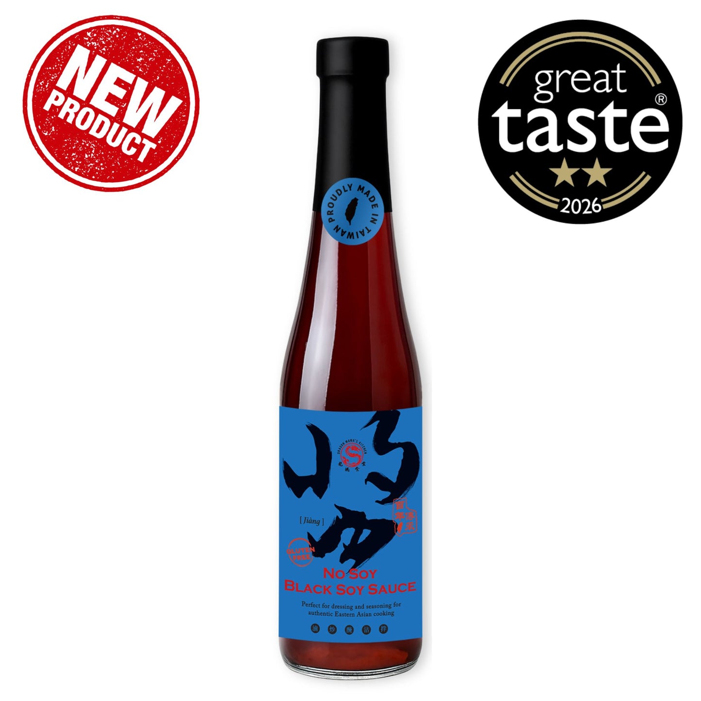 DRAGON MAMA'S KITCHEN | No Soy Black Soy Sauce (420ml) Gluten Free · Vegan · Plant Based · No Preservatives · No Artificial Flavours · No Artificial Colours · Non-GMO
