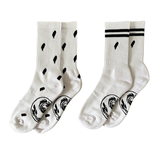 Unisex Taiwan-Inspired Cushioned Crew Socks – 2-Pack | Ultra-Soft Bottom Cushioning | Pop Art & Stripe Designs |Bold & Playful Style